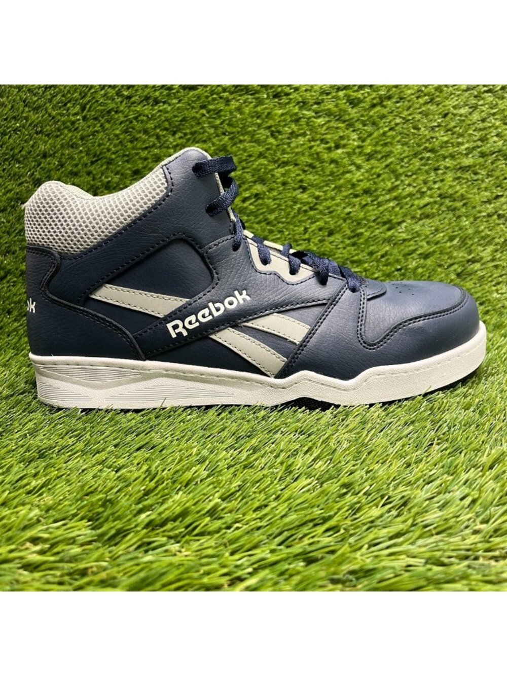 Reebok BB4500 Hi Men Size 9.5 Blue White Leather Composite Toe Safety Work Shoes
